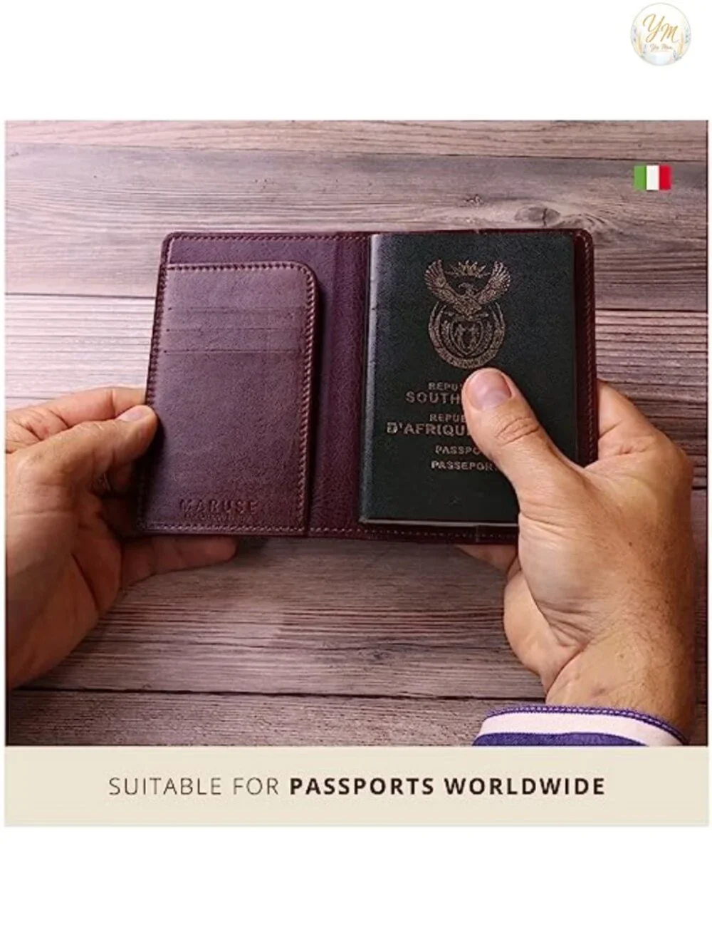 Handmade Italian Leather Passport Cover with Card Pockets